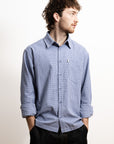 Wafer Long Sleeve Button Up - Blue