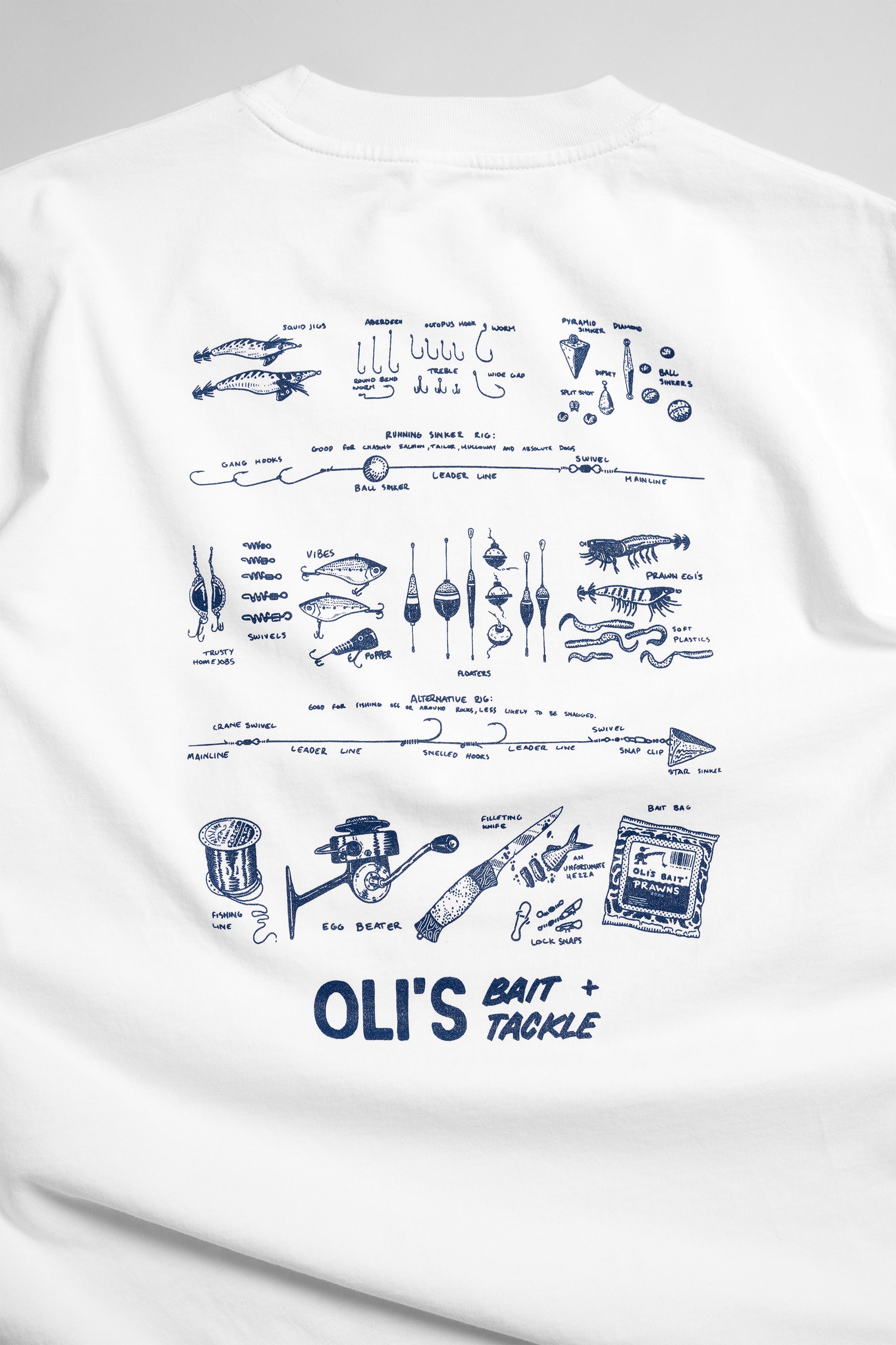*IMPERFECT* Bait &amp; Tackle Back Print T - White