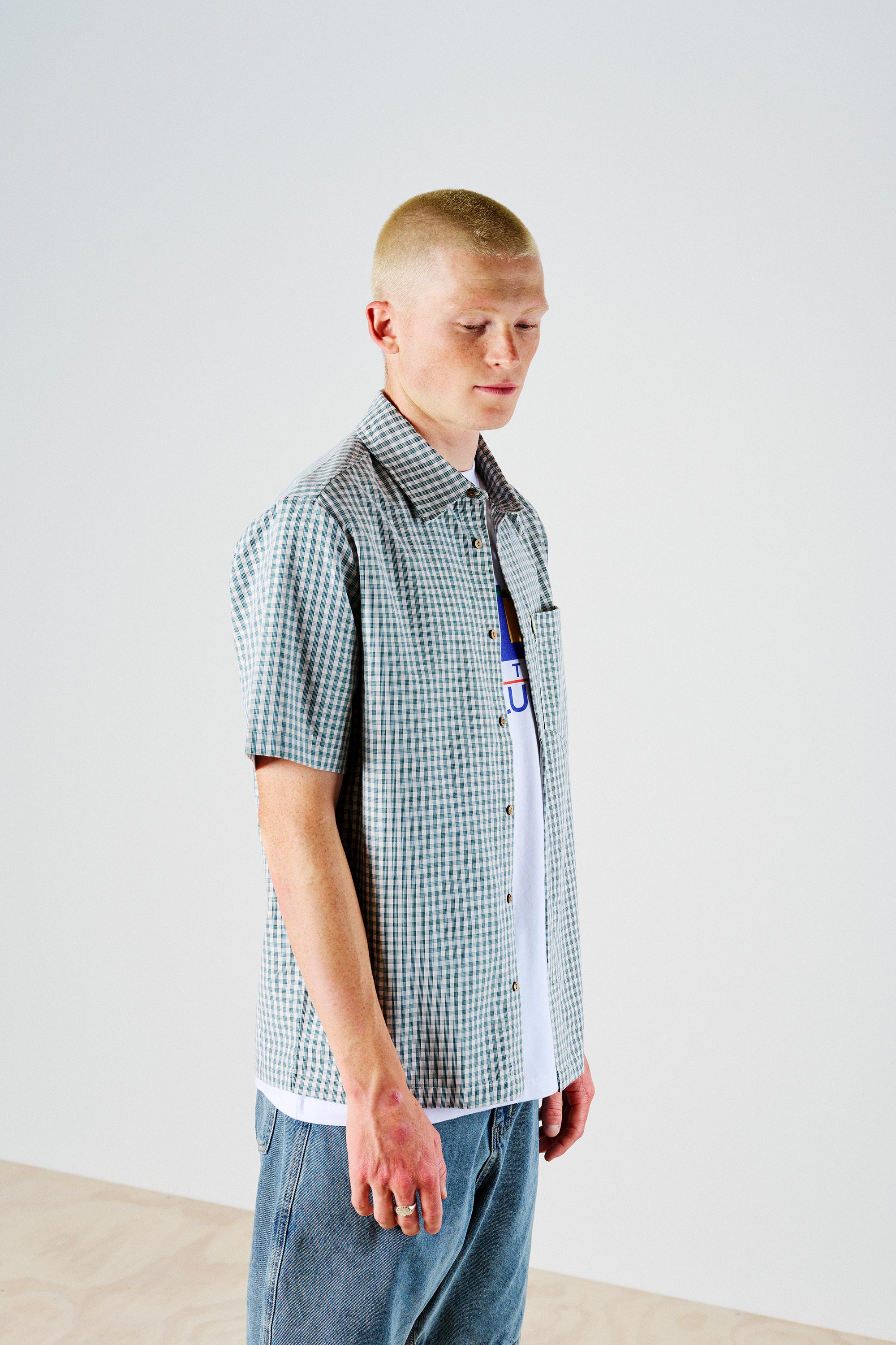 Grid Button Up - Green