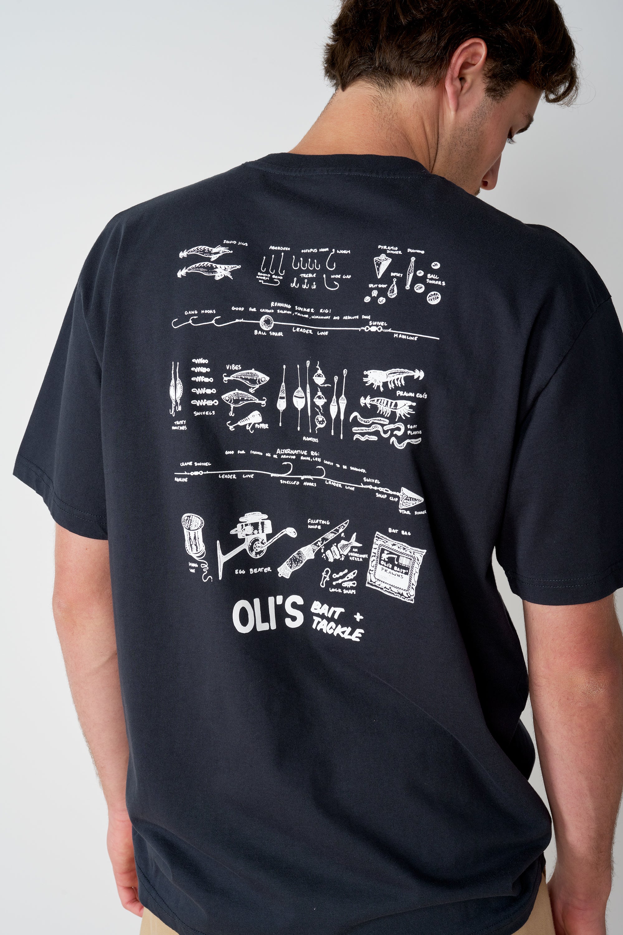 Bait &amp; Tackle Back Print T - Navy