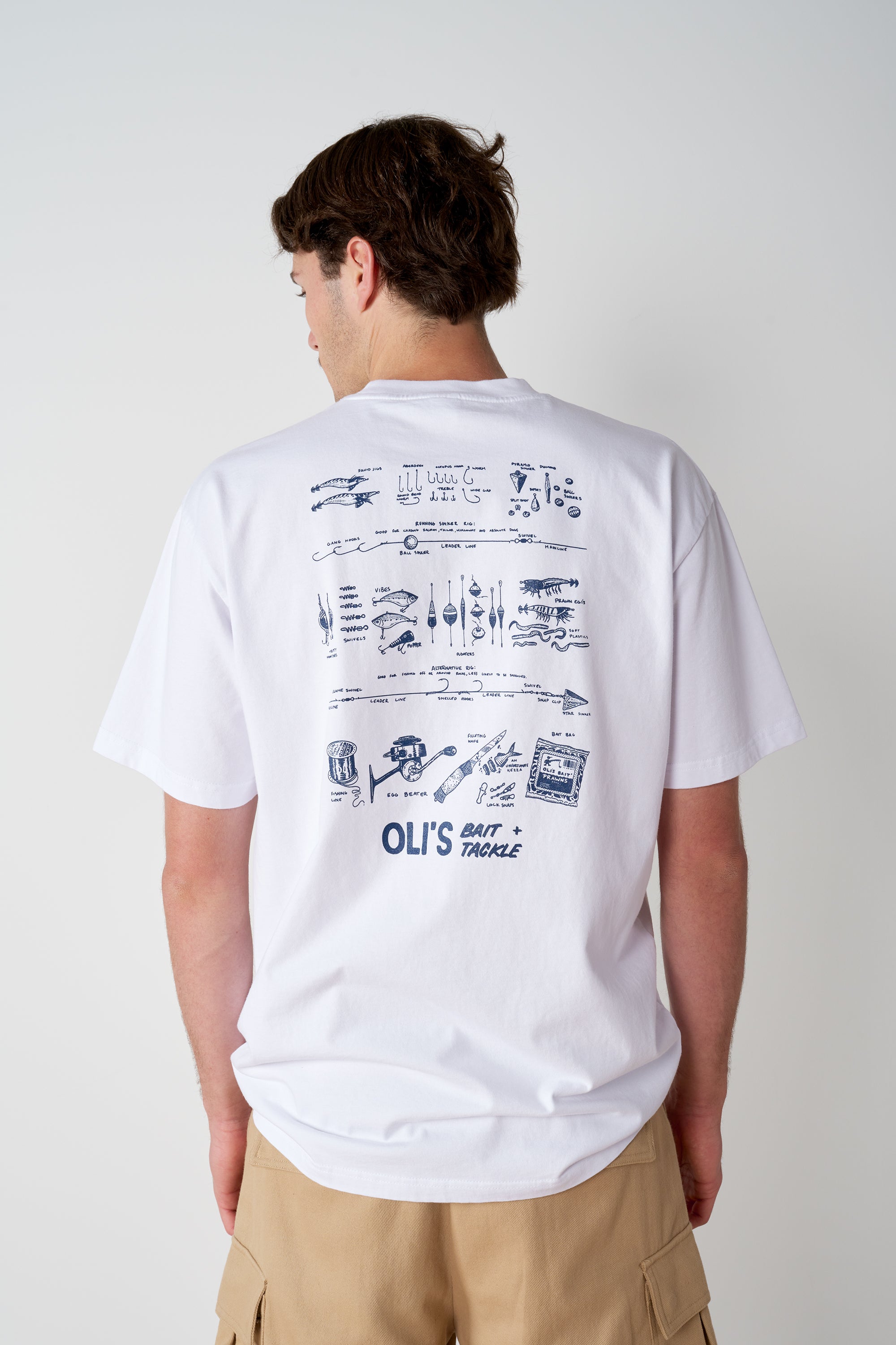 *IMPERFECT* Bait &amp; Tackle Back Print T - White