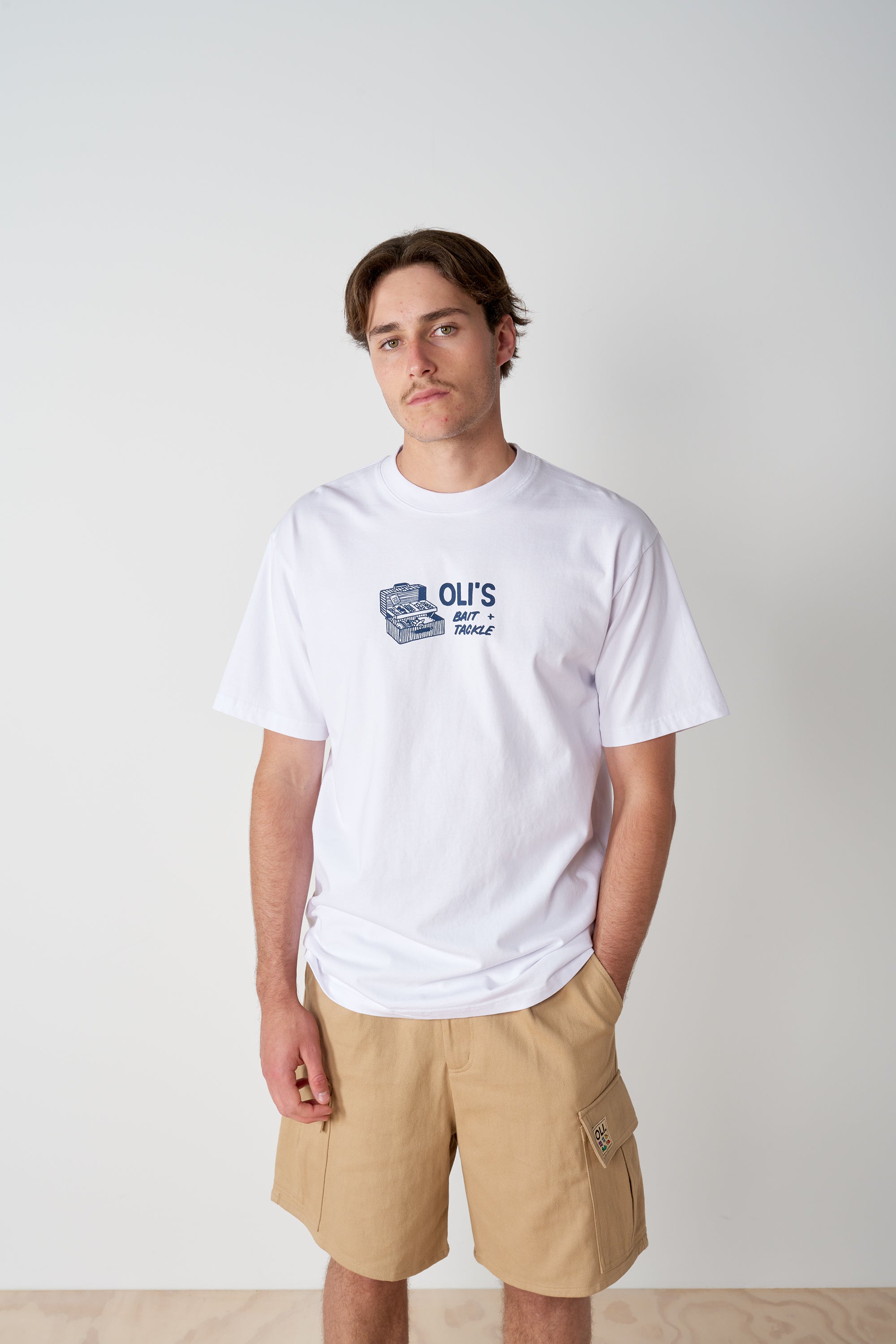 *IMPERFECT* Bait &amp; Tackle Back Print T - White