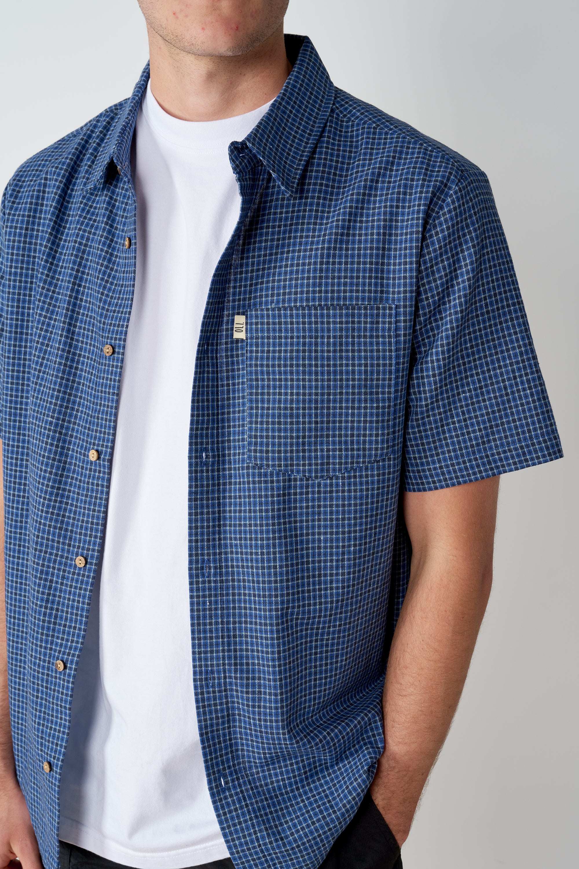 Cotton Check Button Up - Blue