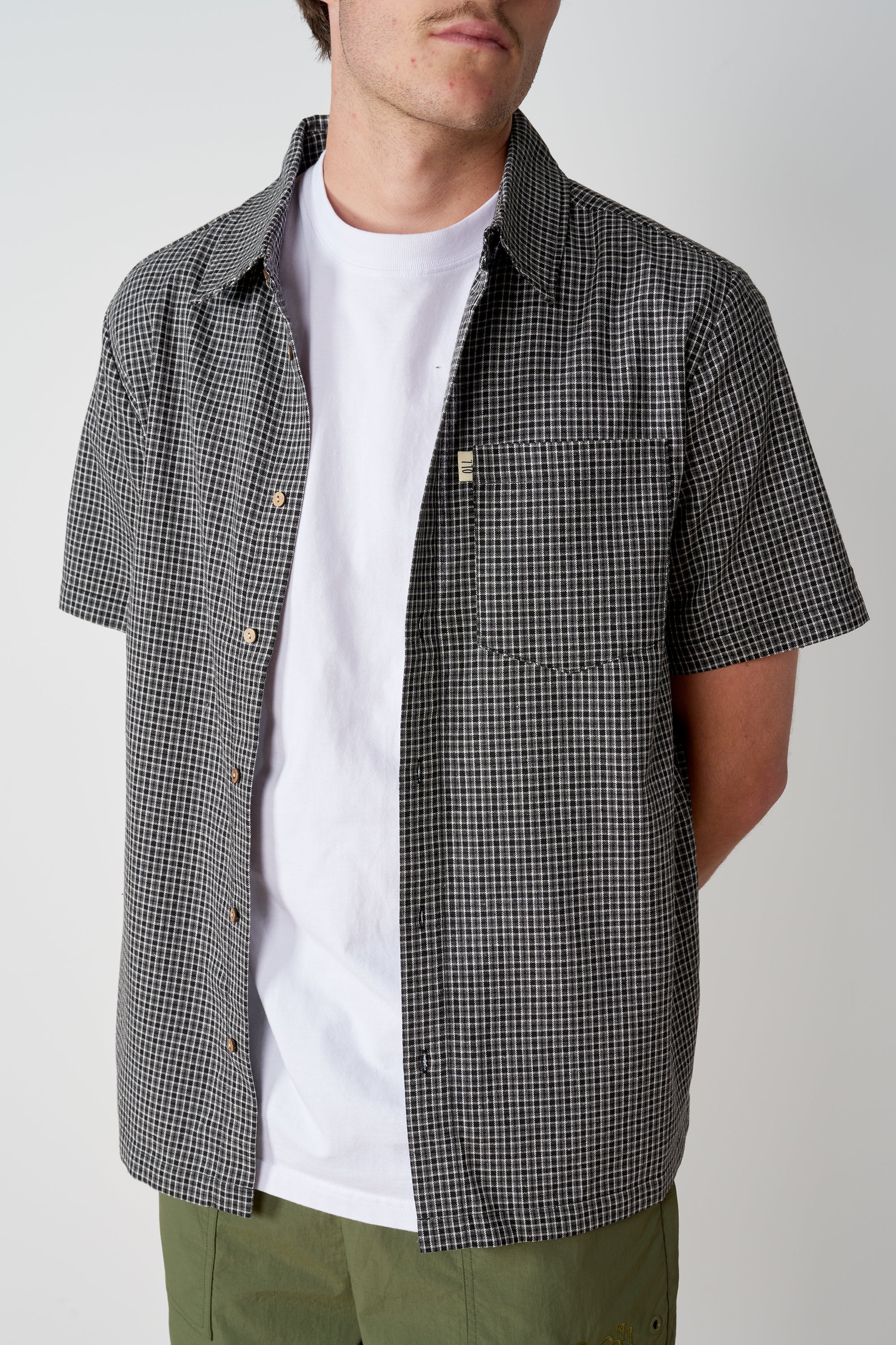 Cotton Check Button Up - Coal