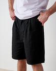 Pleated Cotton Short - Black