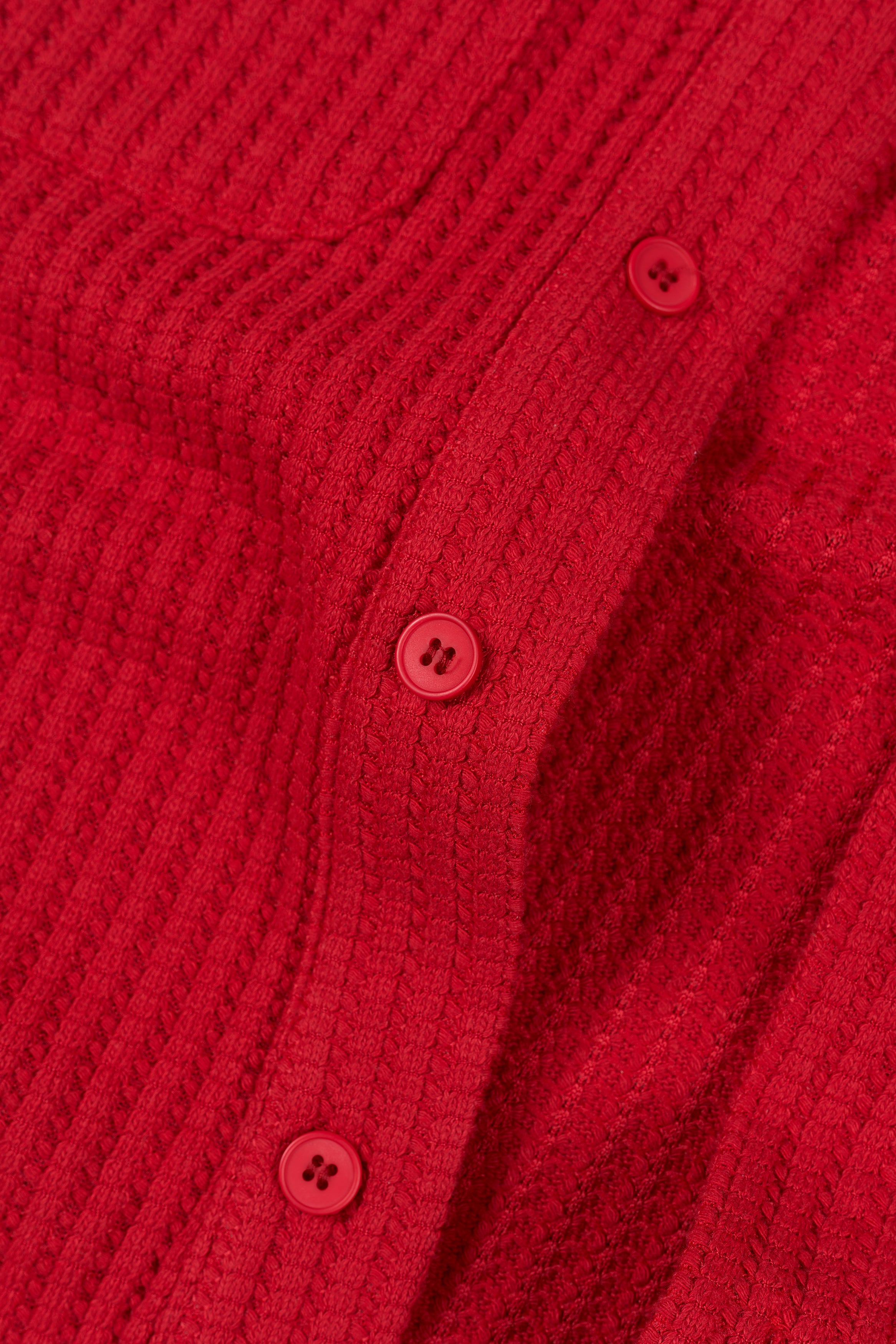 Waffle Button Up - Red