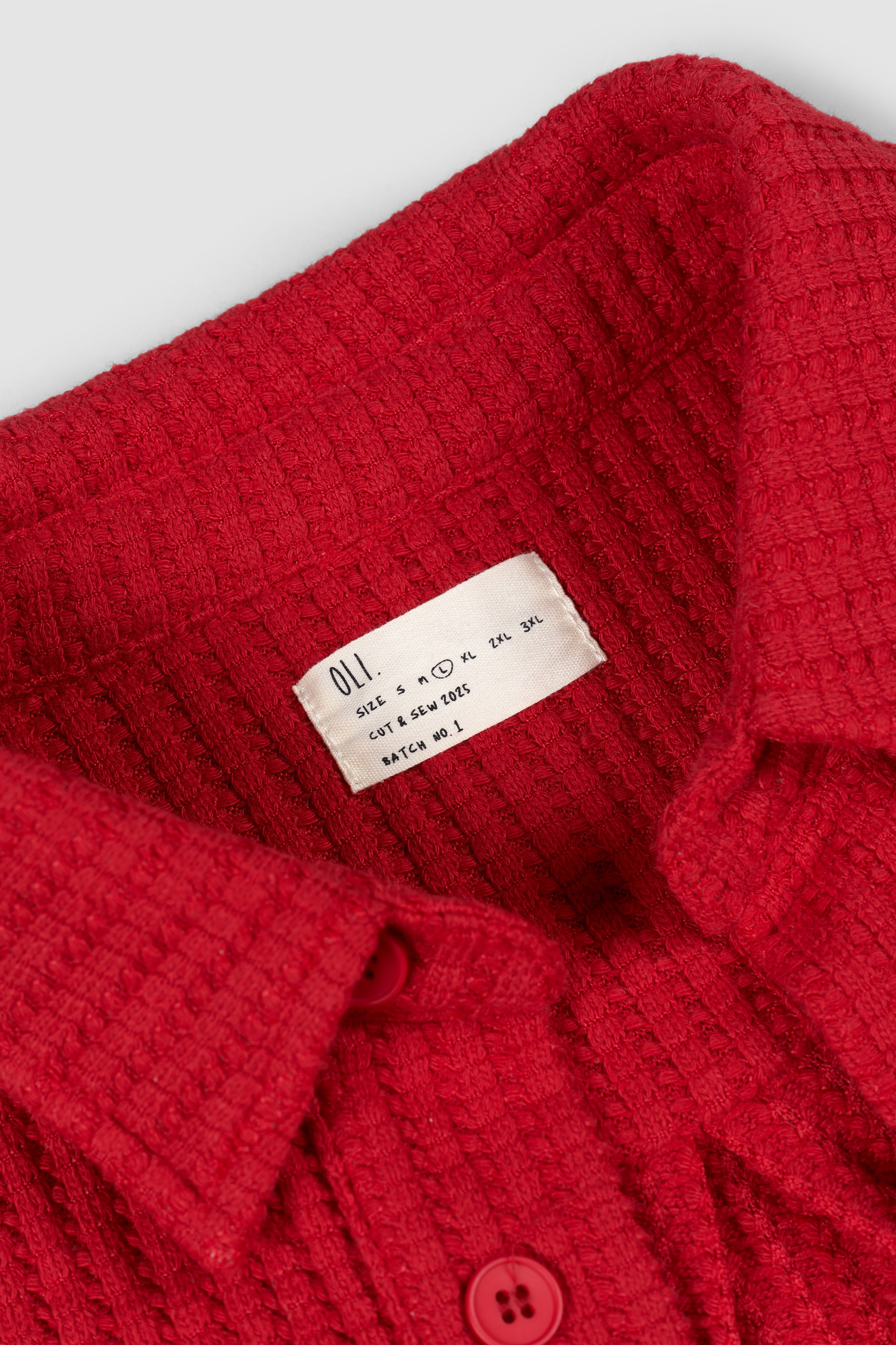 Waffle Button Up - Red