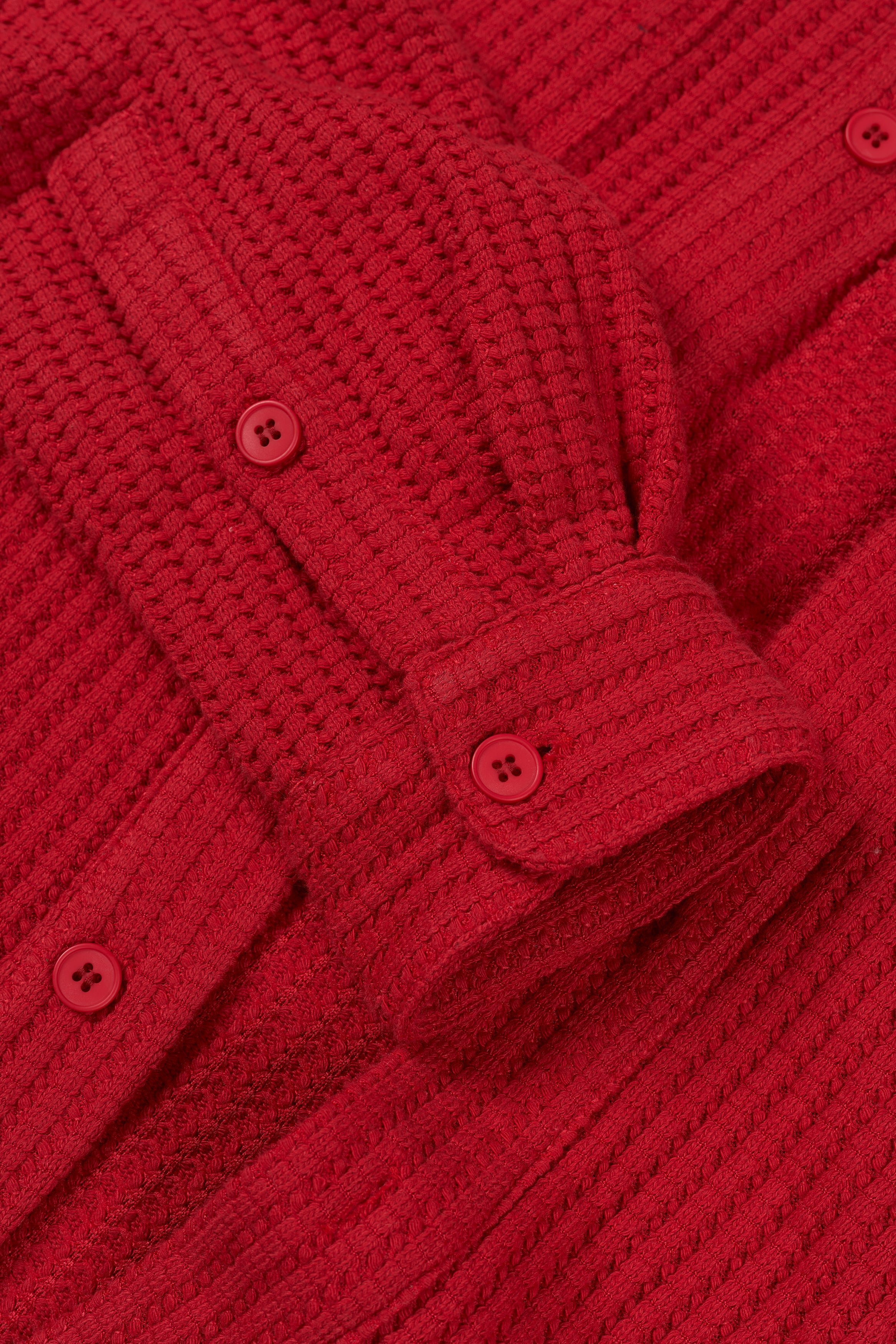 Waffle Button Up - Red
