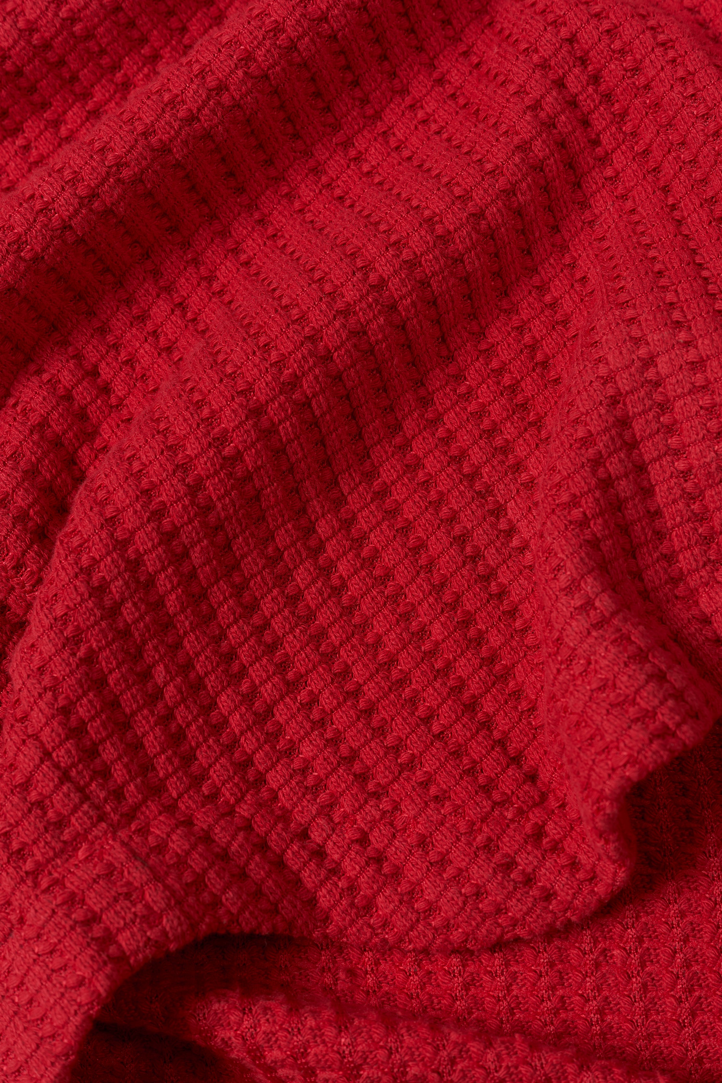 Waffle Button Up - Red