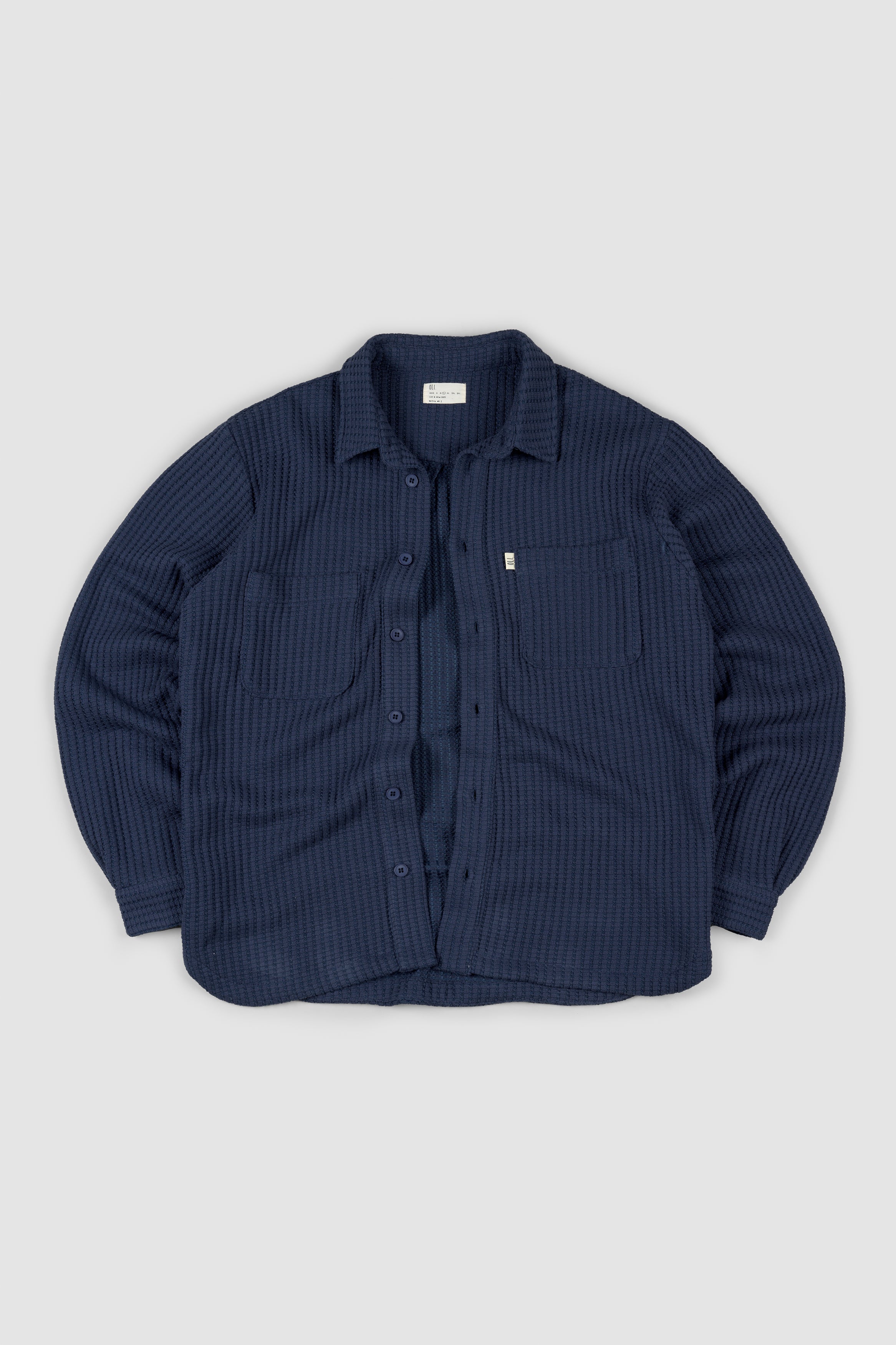 Waffle Button Up - Navy