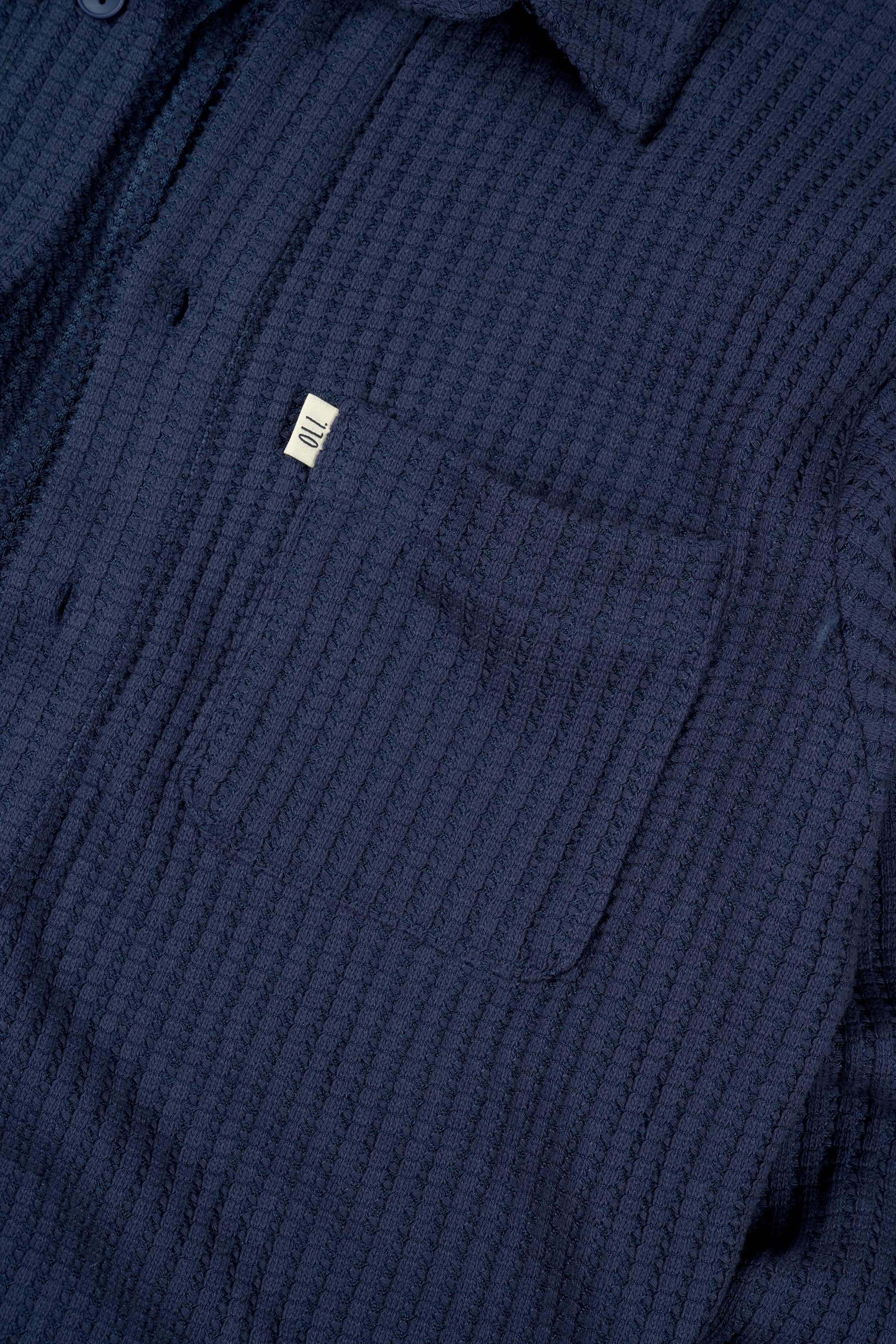 Waffle Button Up - Navy