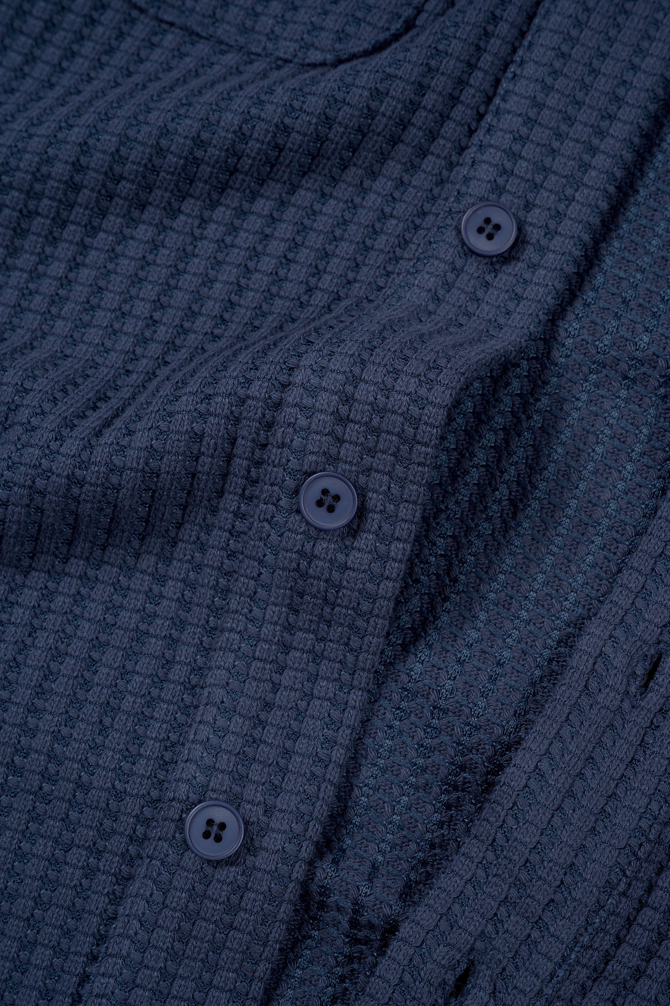 Waffle Button Up - Navy