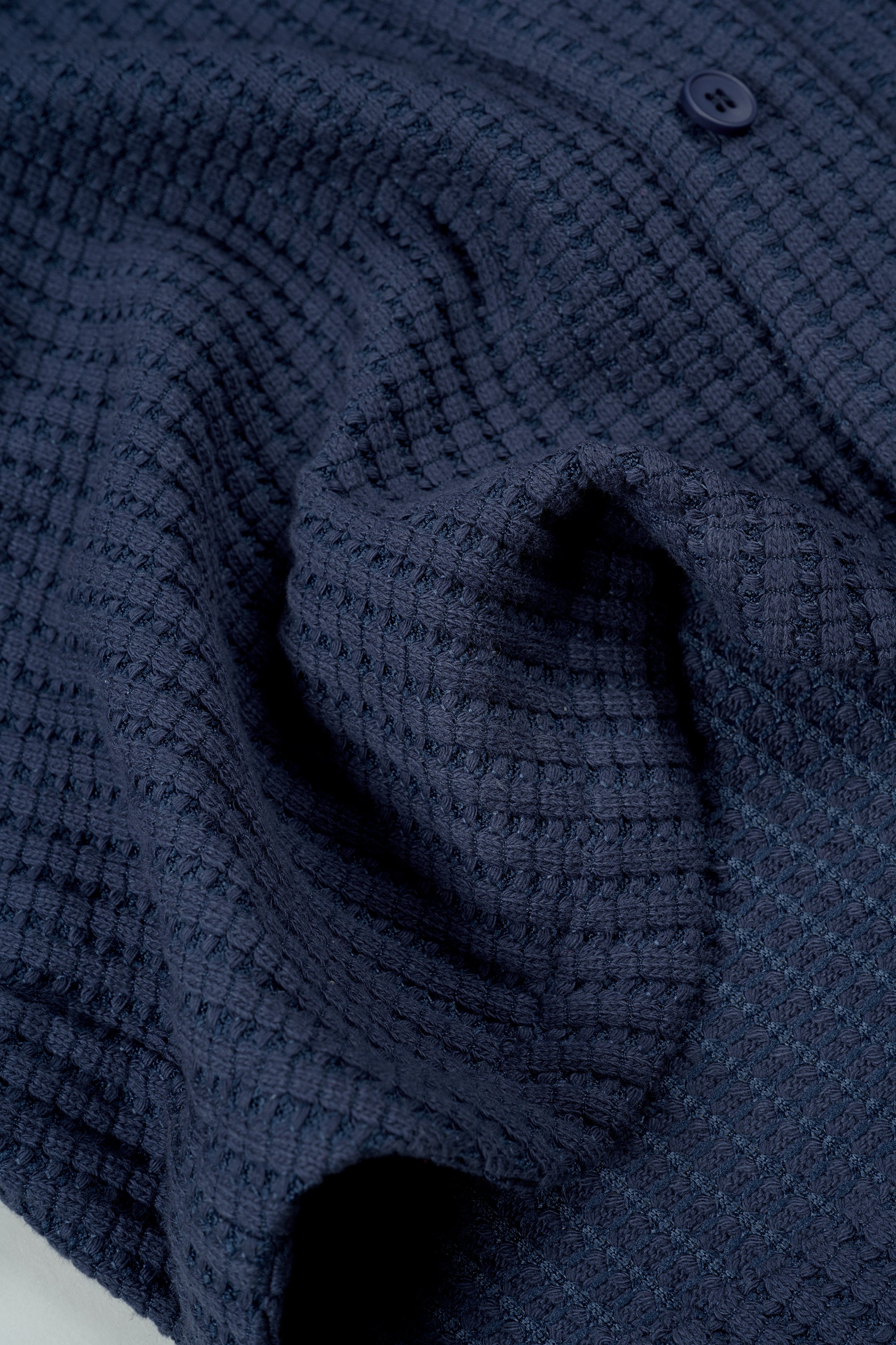 Waffle Button Up - Navy