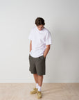 Pleated Cotton Short - Grey