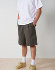 Pleated Cotton Short - Grey