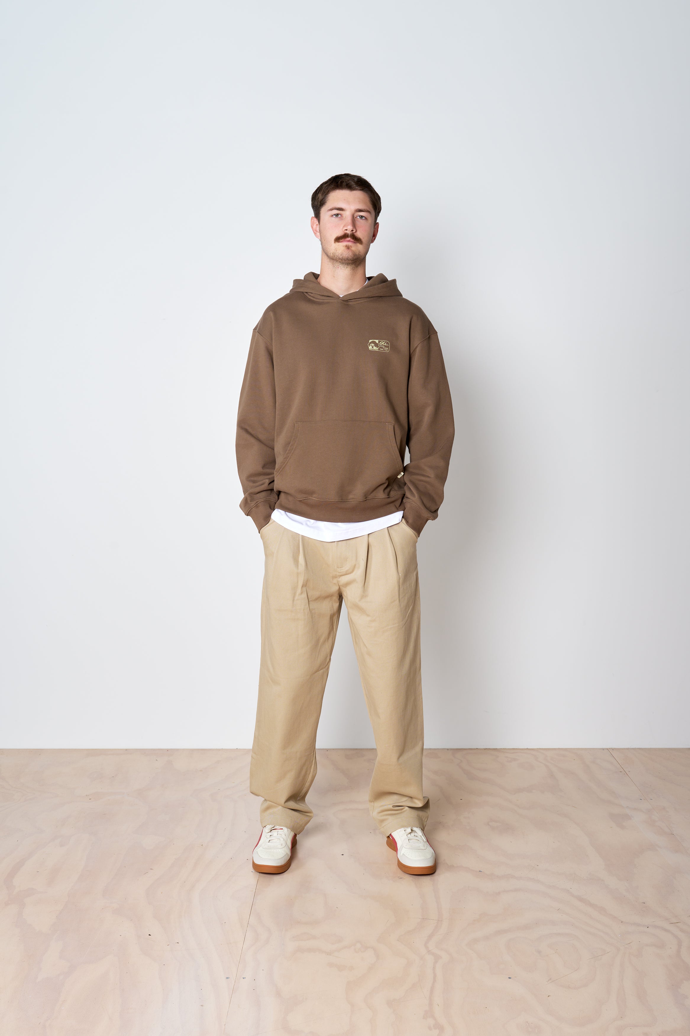 Good Things Take Time Back Print Hood - Choc
