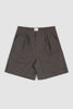 Pleated Cotton Short - Coal - Oli.