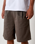 Pleated Cotton Short - Coal
