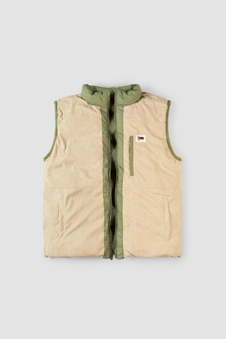 Reversible Puffer Vest - Olive & Sand