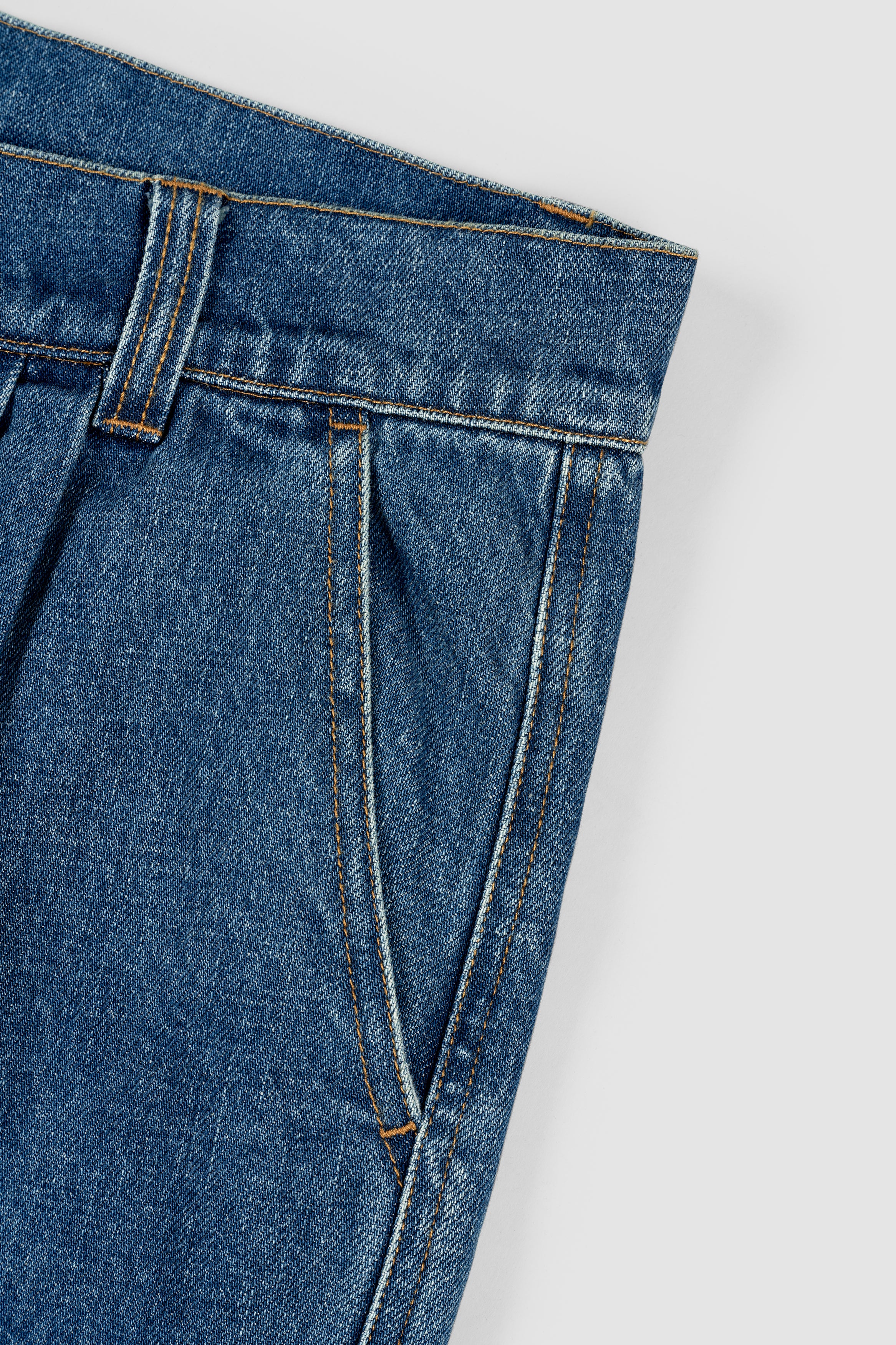 Pleated Denim Short - Indigo