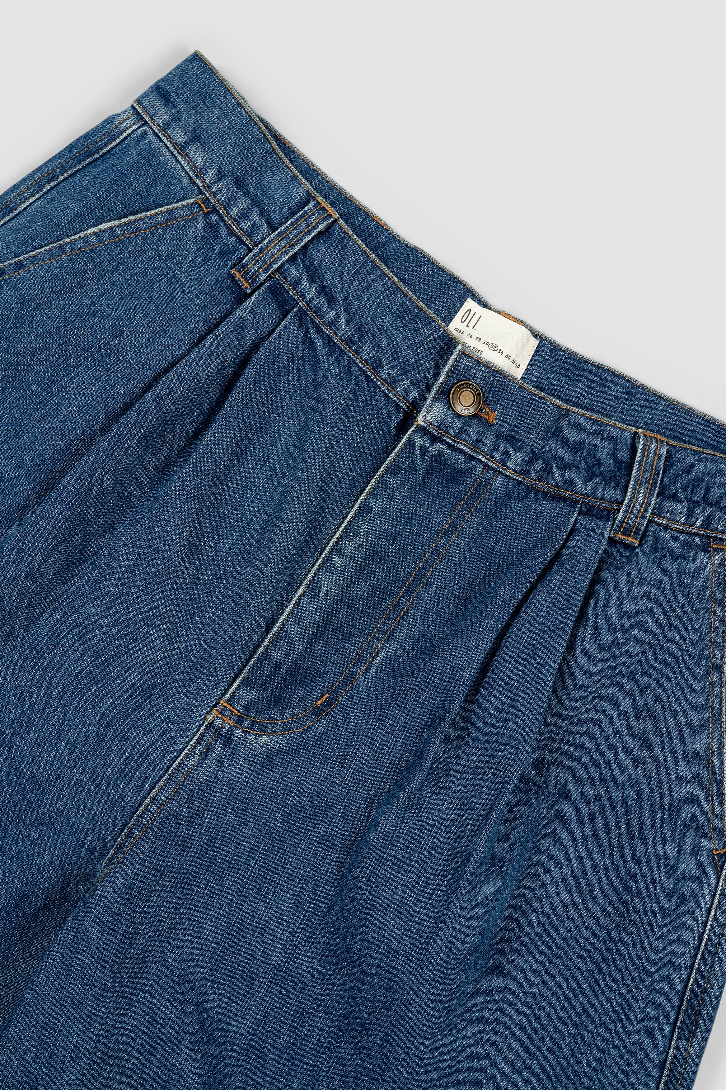 Pleated Denim Short - Indigo