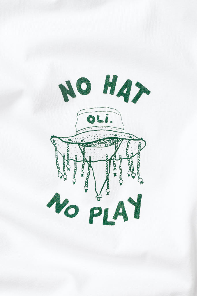 No Hat No Play Crop T - White