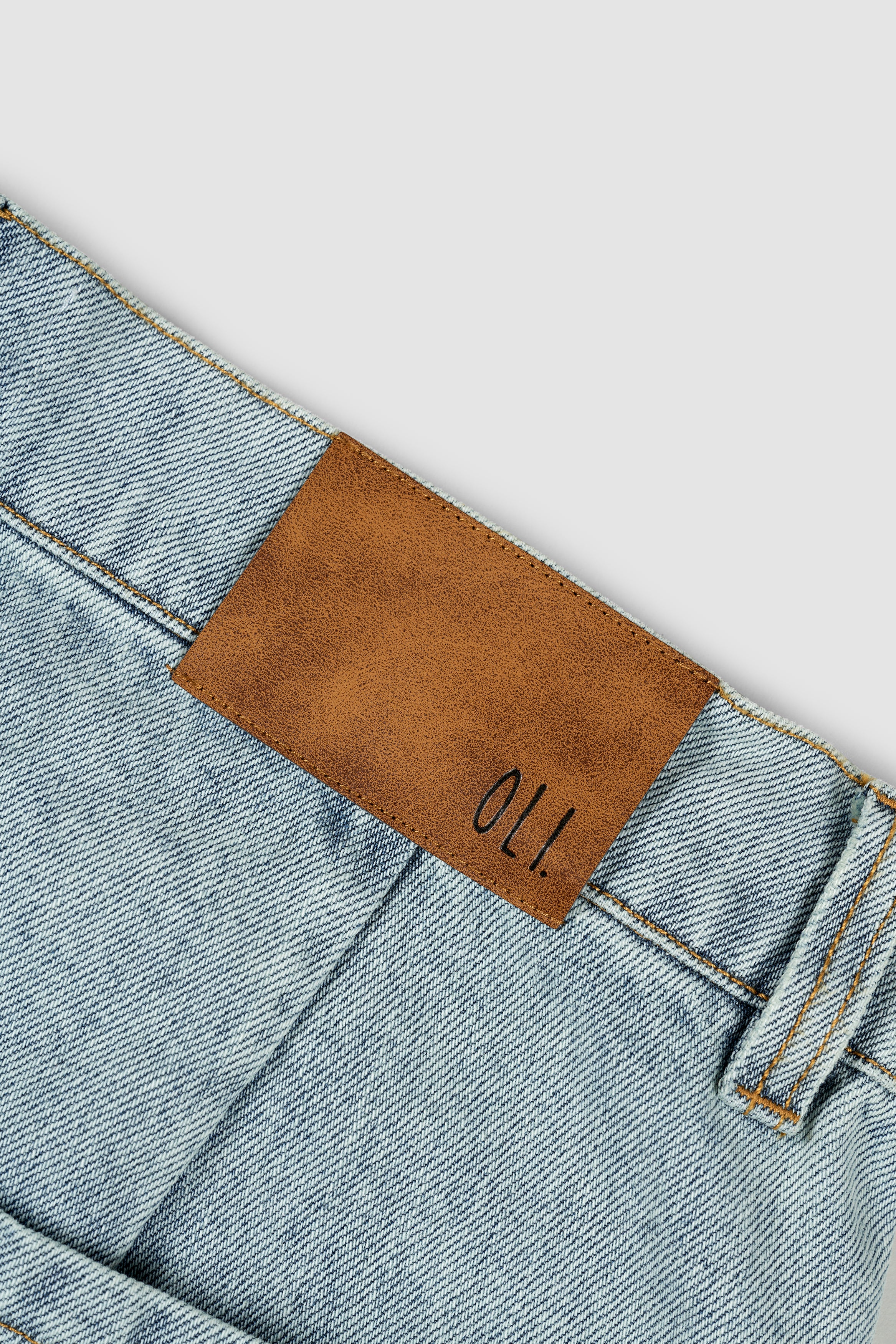 Pleated Denim Short - Washed Blue