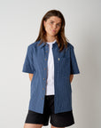 Cotton Check Button Up - Blue