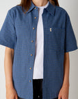 Cotton Check Button Up - Blue