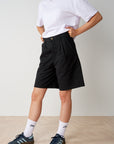 Pleated Cotton Short - Black