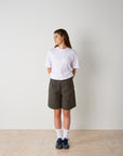 Pleated Cotton Short - Grey