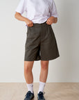 Pleated Cotton Short - Grey