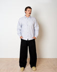 Oxford  Stripe Long Sleeve Button Up