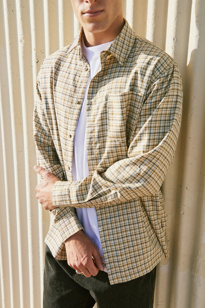 Check Long Sleeve Button Up - Butterscotch