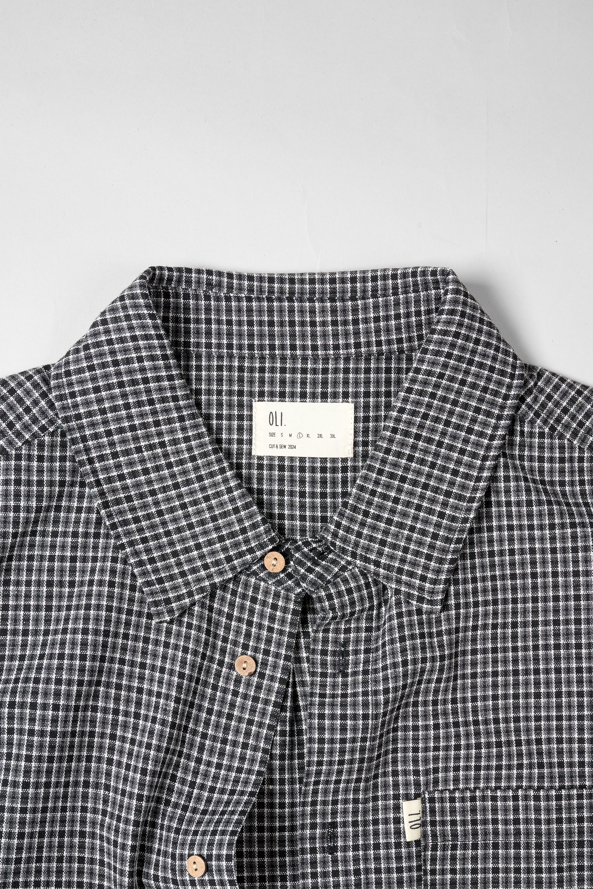 Cotton Check Button Up - Coal