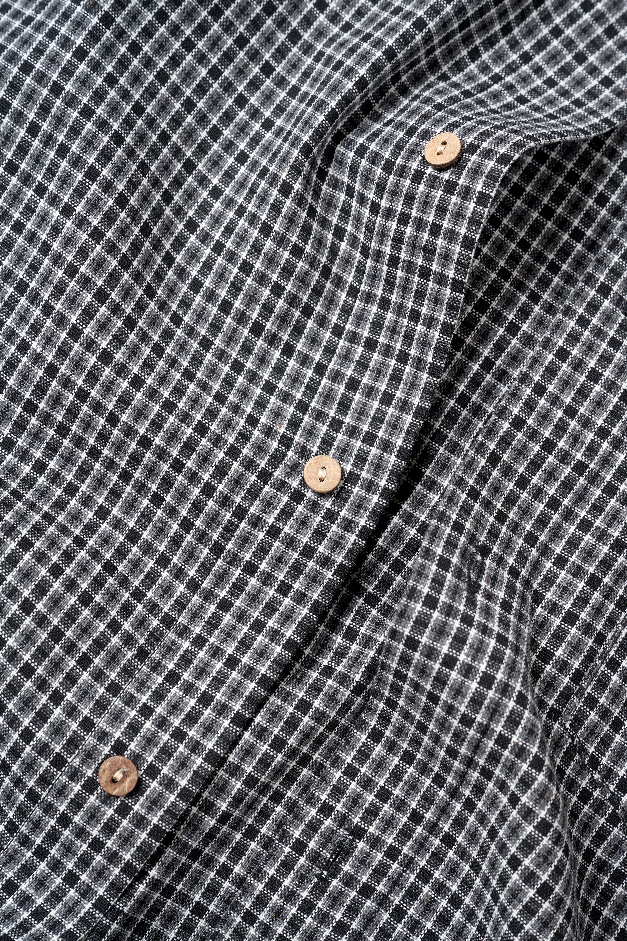 Cotton Check Button Up - Coal