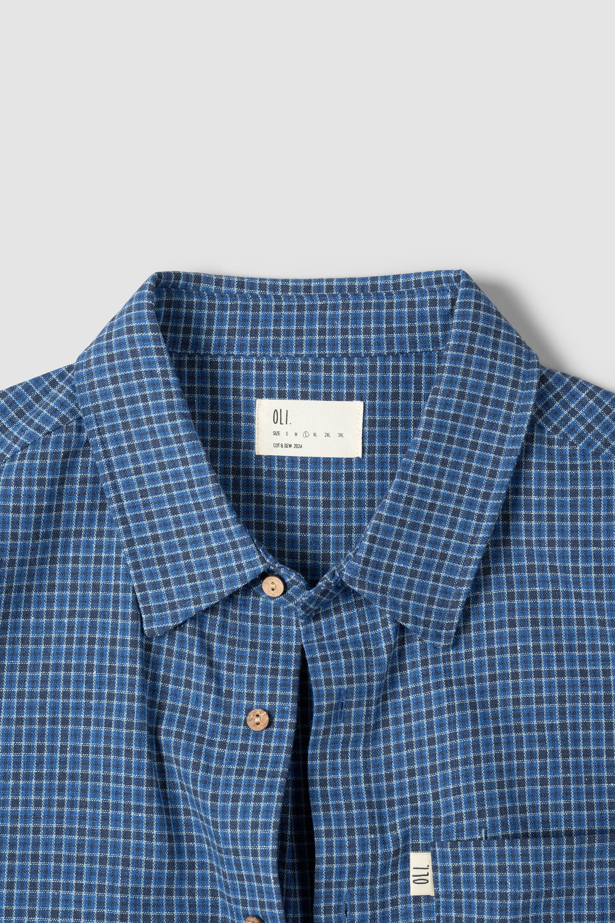 Cotton Check Button Up - Blue