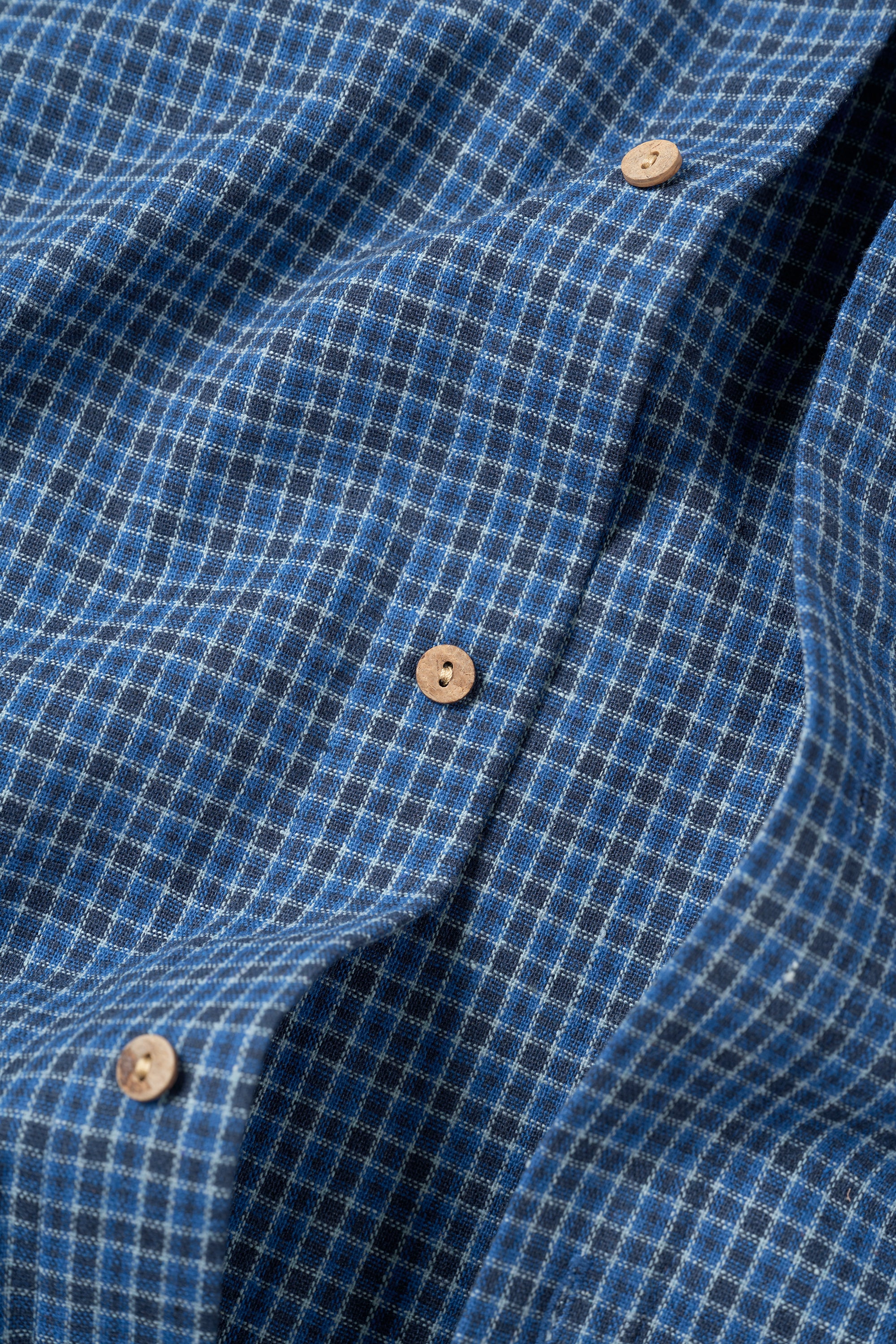 Cotton Check Button Up - Blue