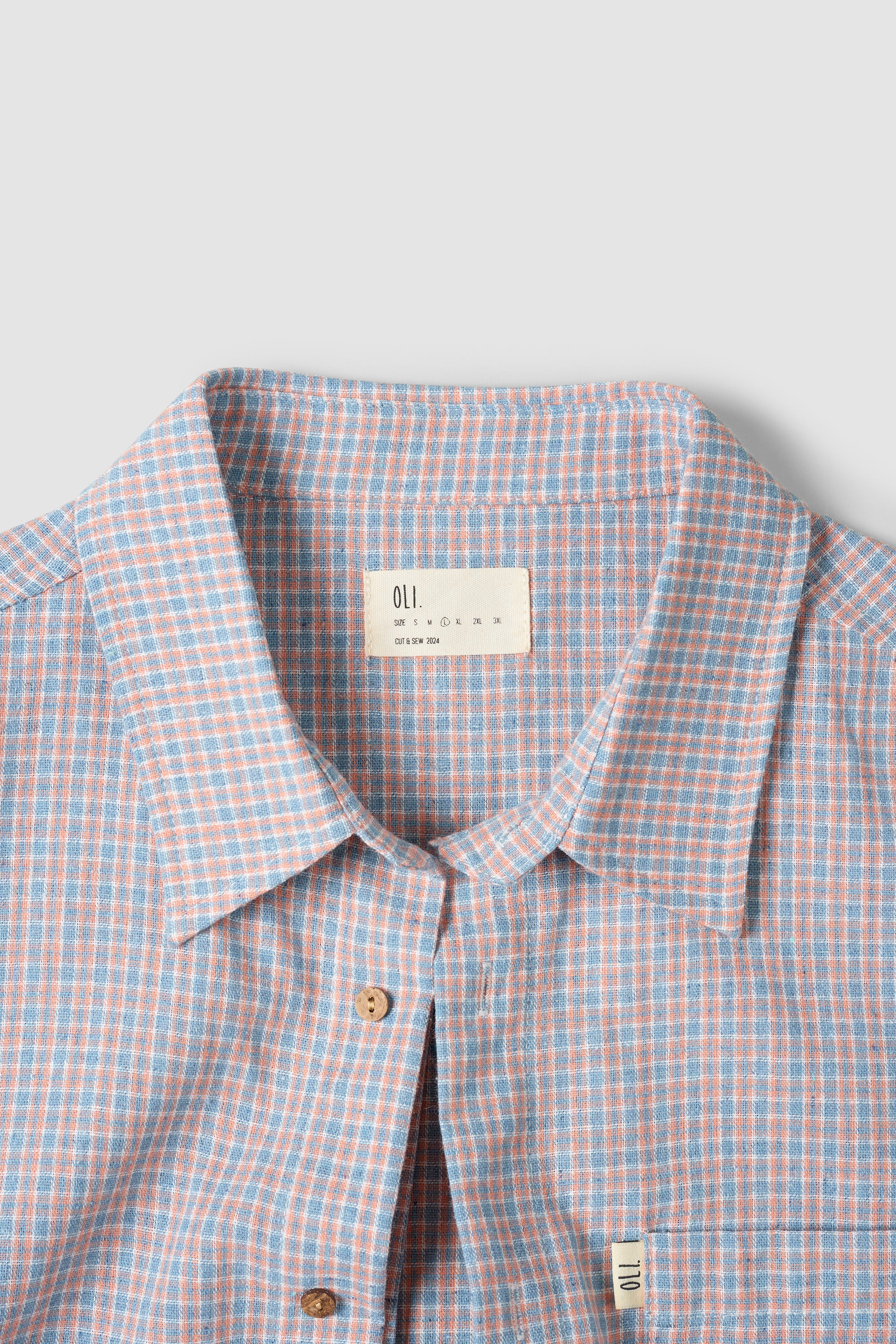 Cotton Check Button Up - Sherbet