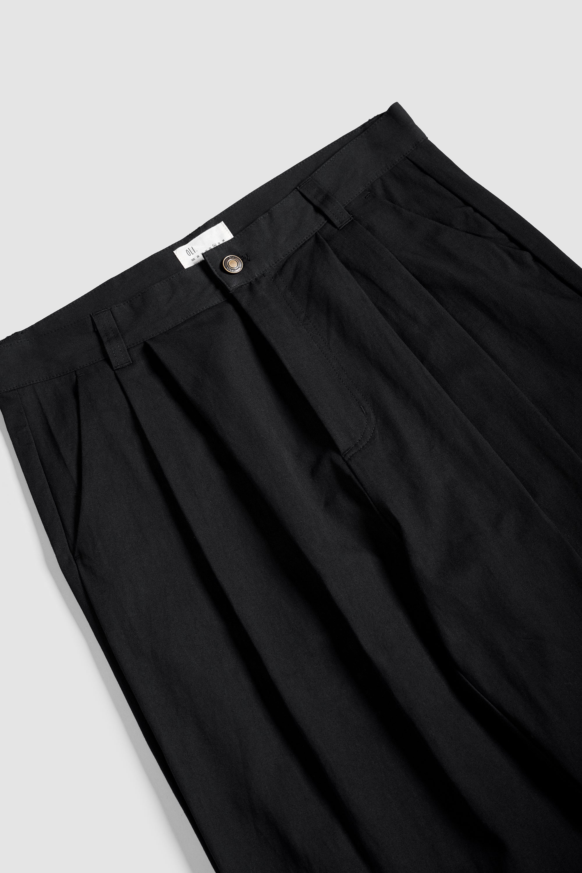 Pleated Pant - Black Cotton