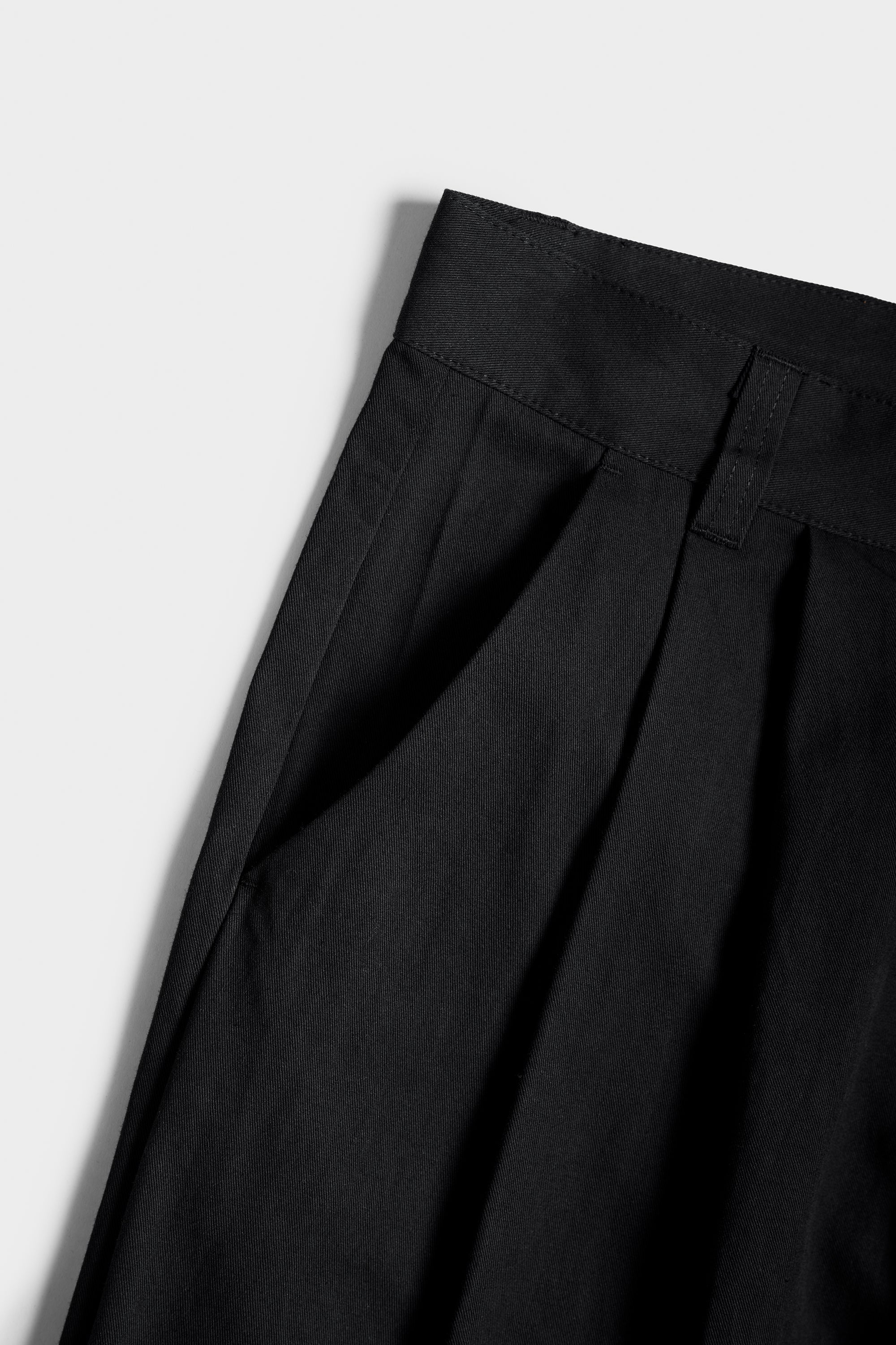 Pleated Pant - Black Cotton