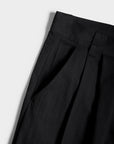 Pleated Pant - Black Cotton