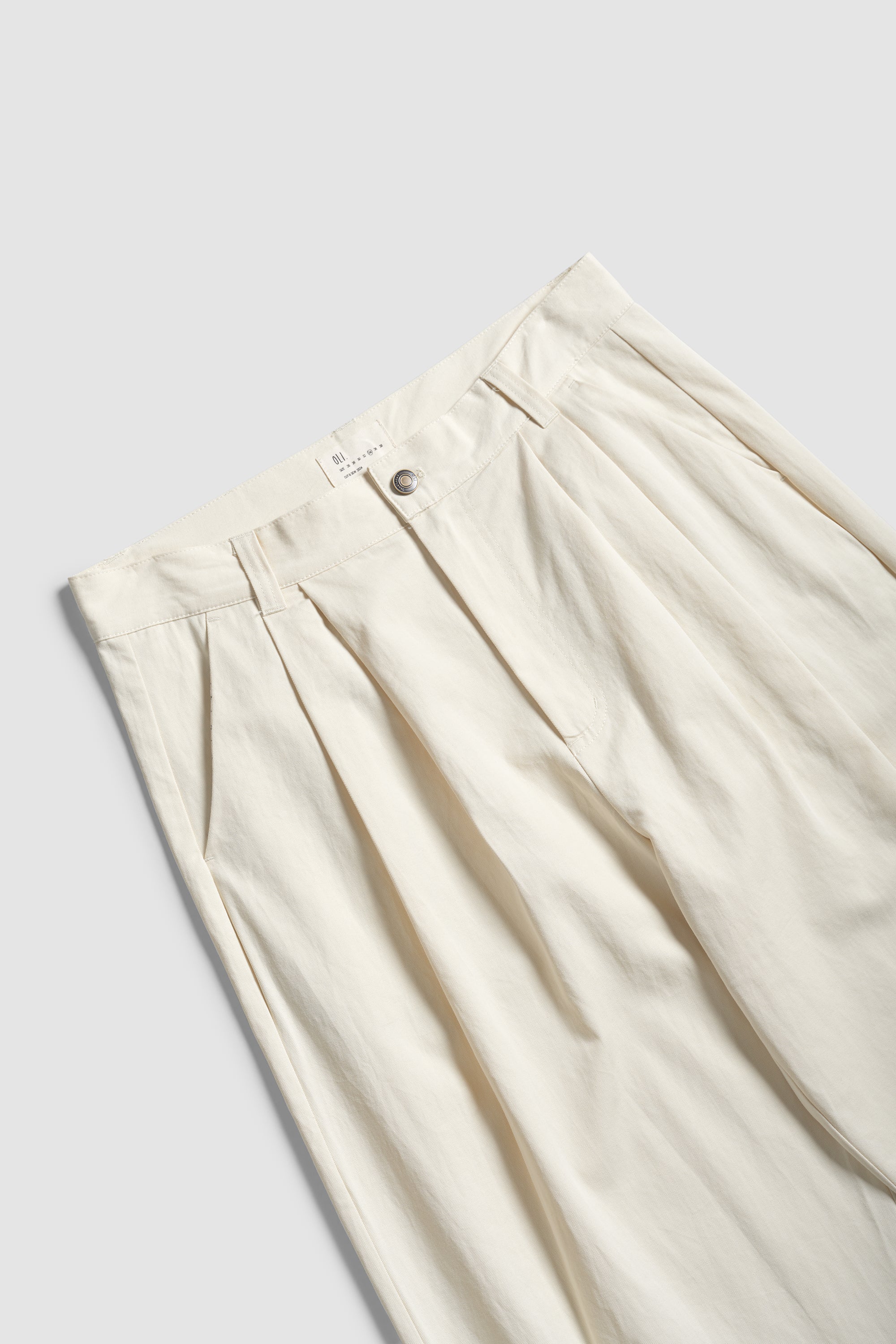 Pleated Pant - Cream Cotton