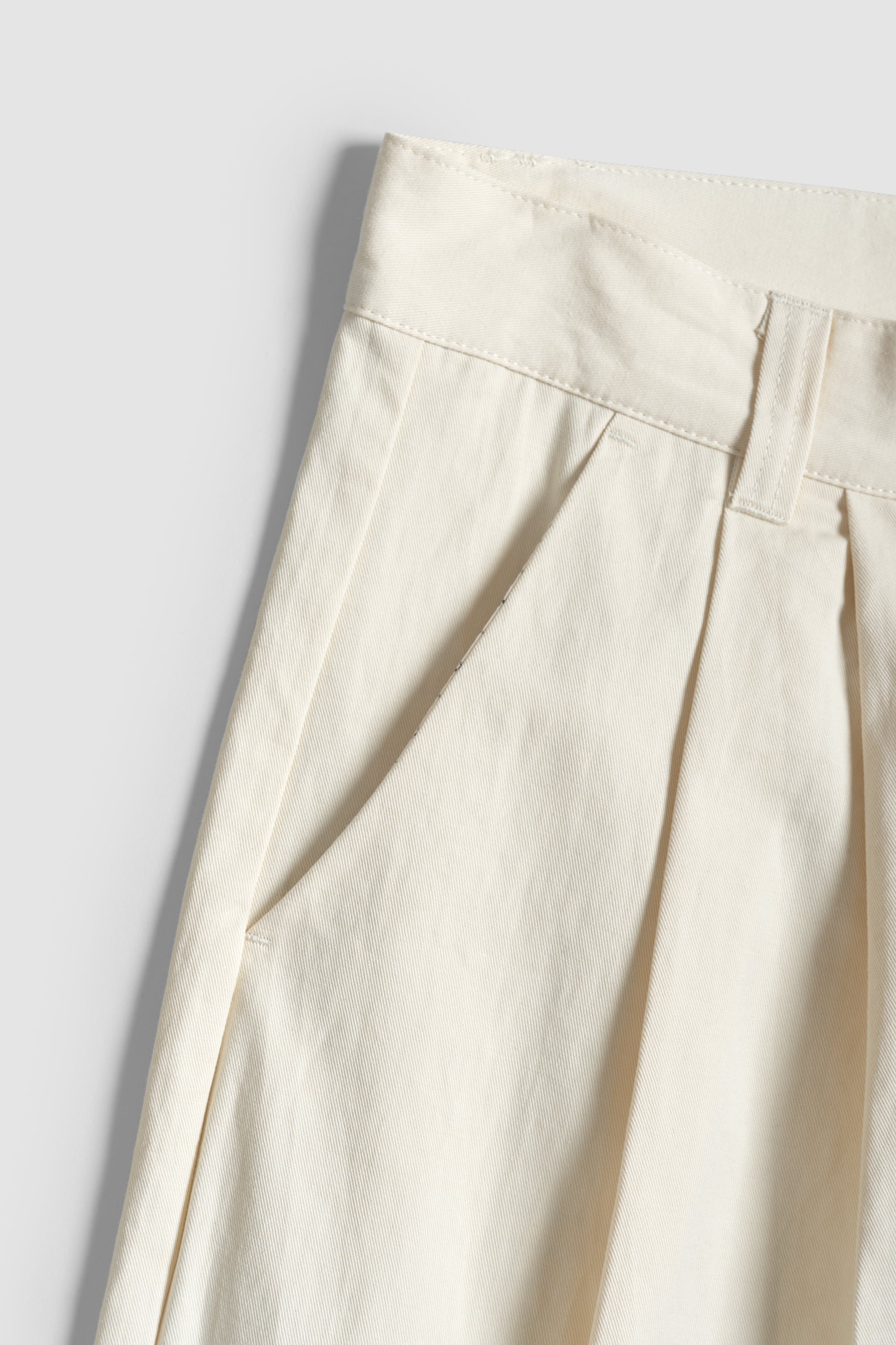 Pleated Pant - Cream Cotton