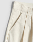 Pleated Pant - Cream Cotton