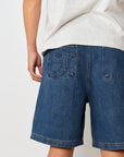 Pleated Denim Short - Indigo