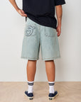 Pleated Denim Short - Washed Blue
