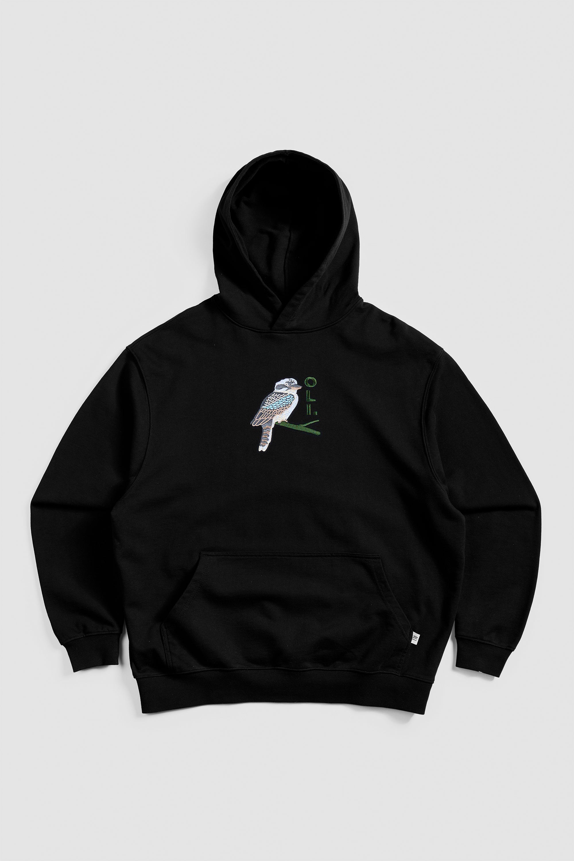Embroidered Kookaburra Hood - Black