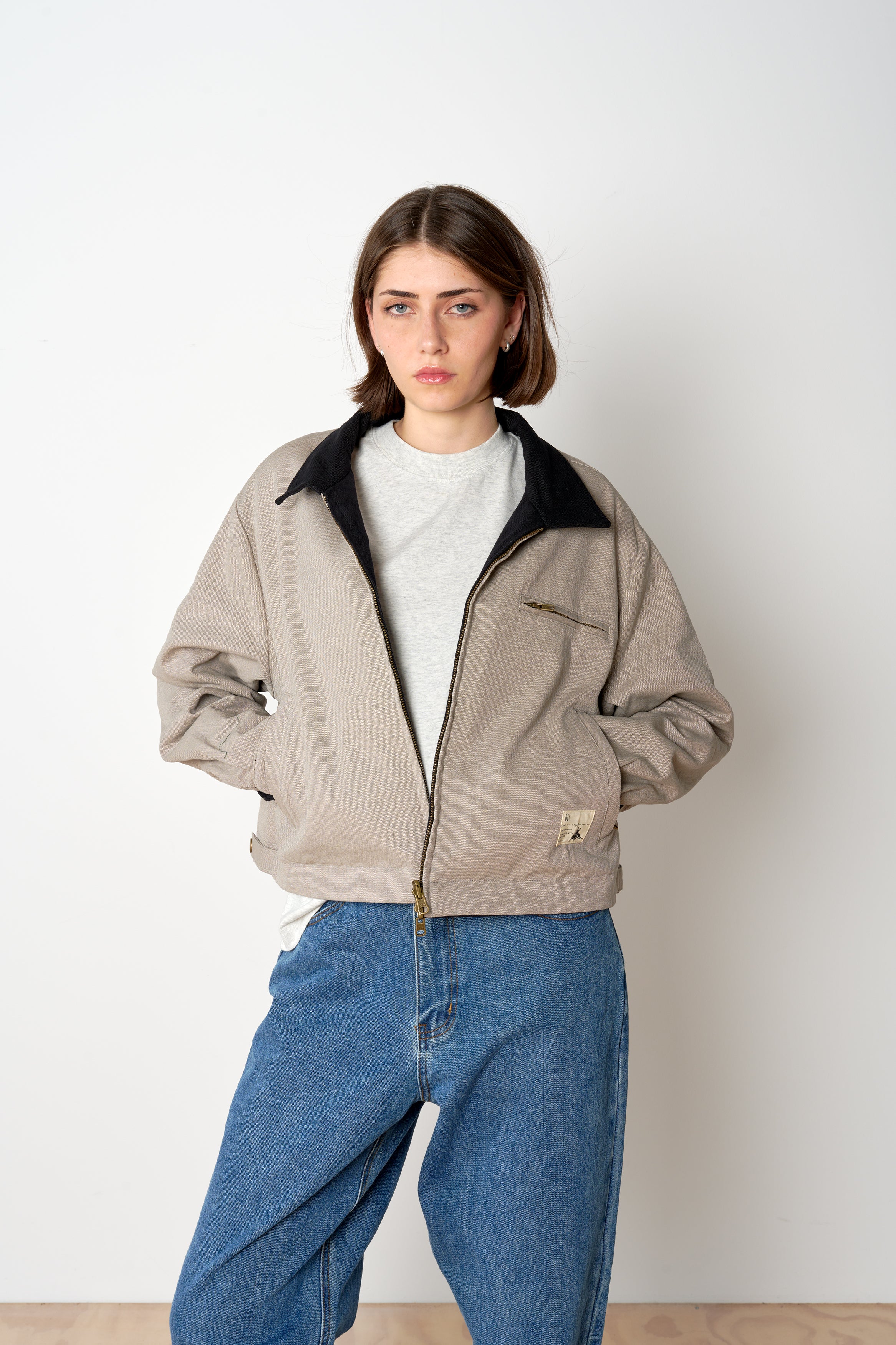 Cropped Reversible Kelpie Jacket - Black/Stone