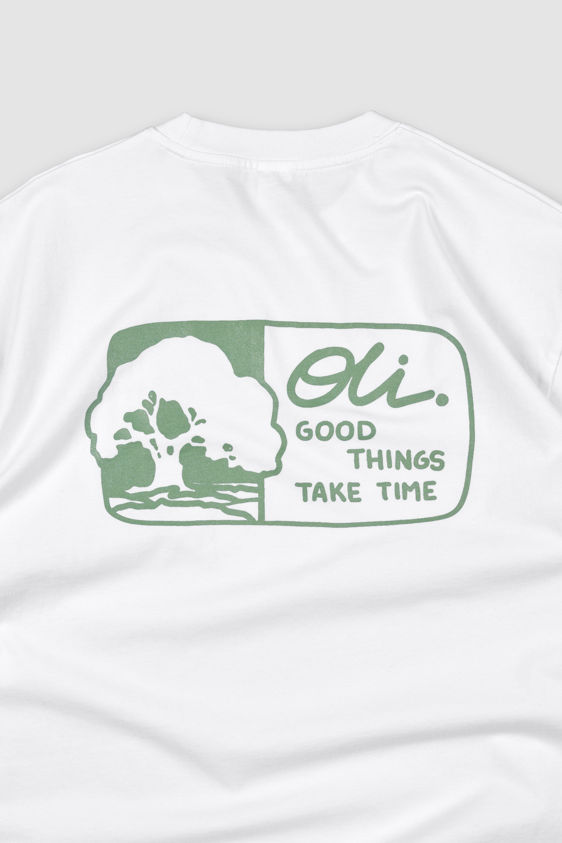 Good Things Take Time Back Print T - White